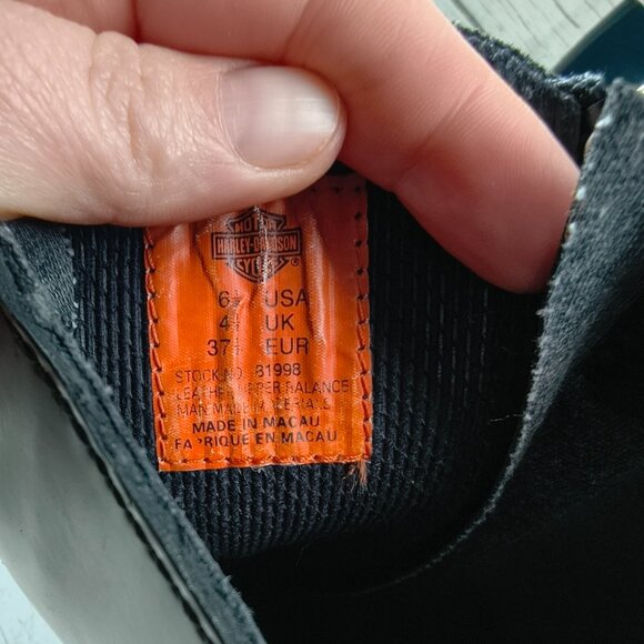 HARLEY DAVIDSON BOOTS- Vtg Biker Motorcycle Womens 6.5 Chunky 90s Black Leather - Picture 10 of 11